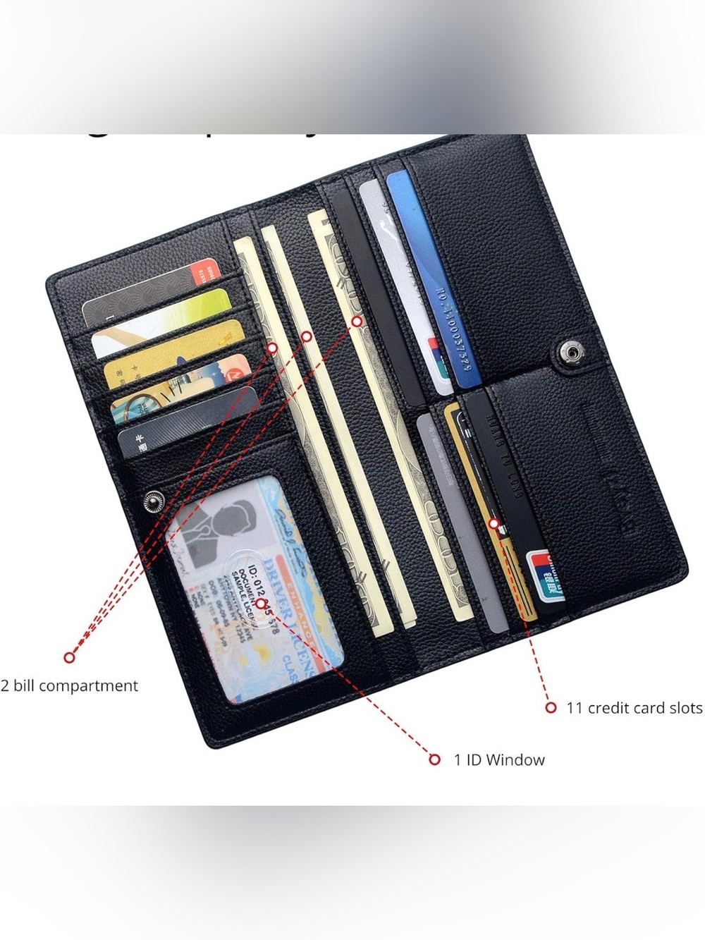 YNS Generic Black Leather Long Wallet - Picture 6 of 6